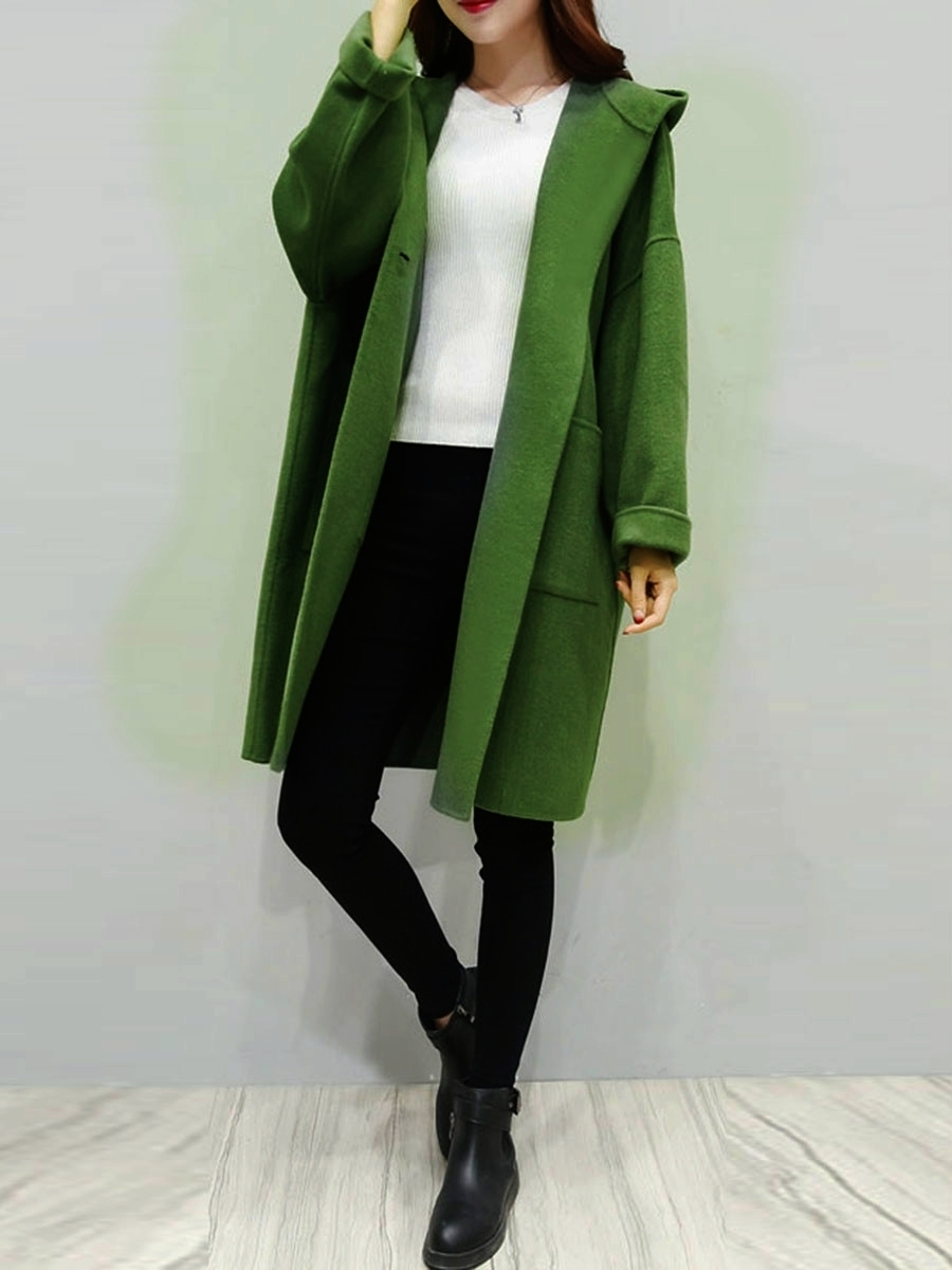 plaid women coat winter faux fur warm outwear casual mid longcoat green one button loose plus size 2XL wool long coat women T190903