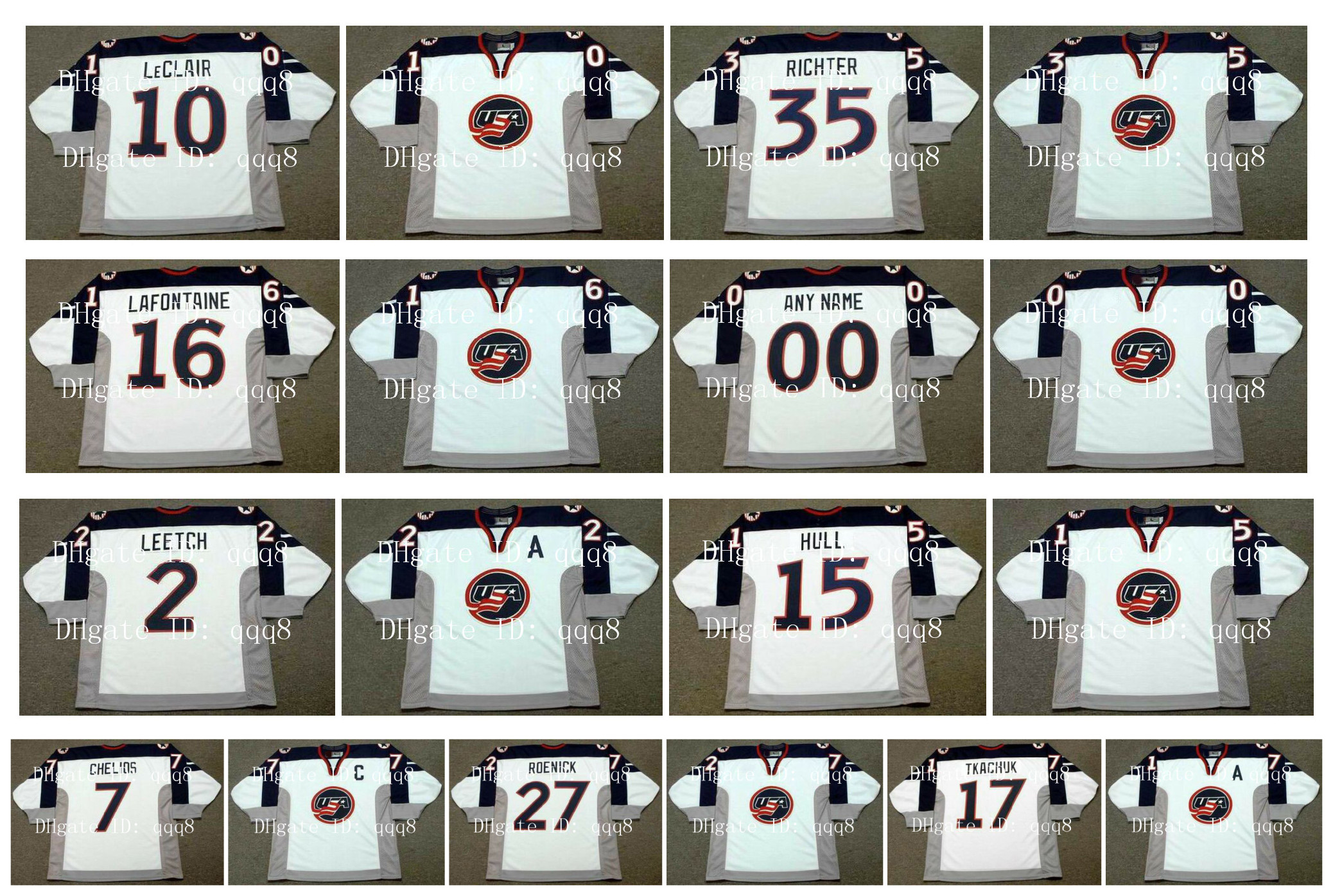 Vintage 1998 USA Hockey Jerseys 10 JOHN LeCLAIR 35 MIKE RICHTER 16 PAT LAFONTAINE 2 BRIAN LEETCH 15 BRETT HULL White Custom Jersey, As pic
Vintage 1998 USA Hockey Jerseys 10 JOHN LeCLAIR 35 MIKE RICHTER 16 PAT LAFONTAINE 2 BRIAN LEETCH 15 BRETT HULL White Custom Jersey, As pic