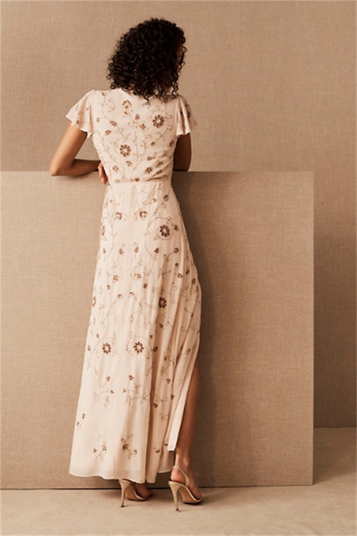 2020 Elegant Mother Dresses V Neck Sleeveless Chiffon Sequins Mother of the Bride Dress Ankle Length Formal Dress