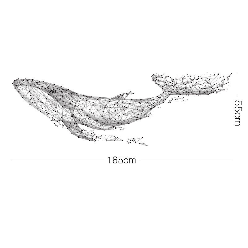 Large 16555Cm6521in Black DIY 3D Geometric Whale PVC Wall DecalsAdhesive Family Wall Stickers Mural Art Home Decor Y200103