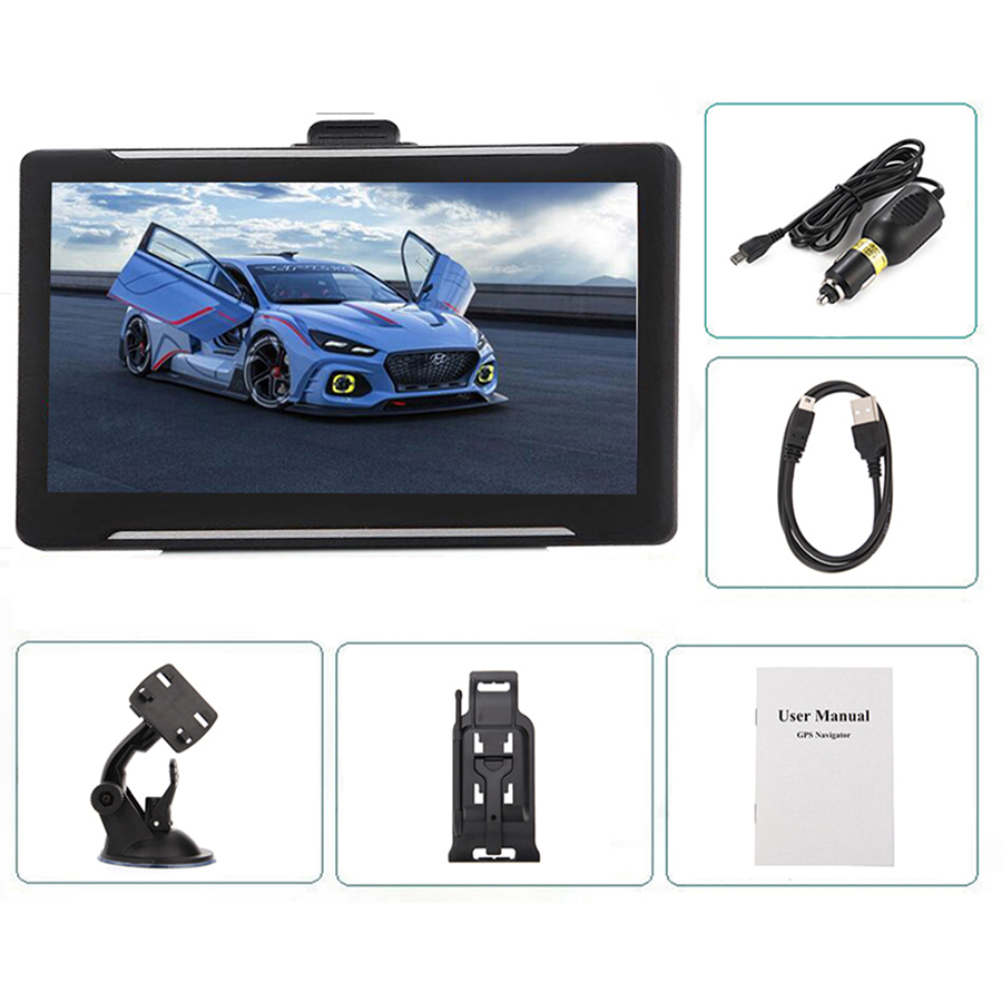 7 inch Truck Car GPS Navigation Bluetooth Handsfree Wireless AVIN GPS Navigator 800MHZ RAM256MB MP4 FM Transmitter 8GB 3D Maps