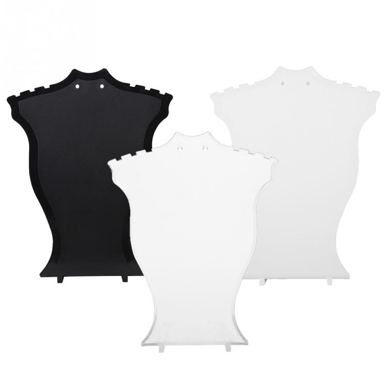 Jewelry Display Stand Pendant Necklace Chain Holder Earring Bust Display Stand Showcase Rack Black White Transparent