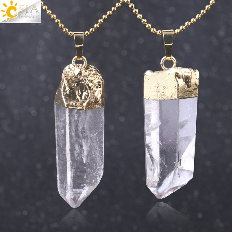 Wholesale Natural Unique White Crystal Pillar Irregular Stone Pendant Women DIY Fit Necklaces For Jewelry Making