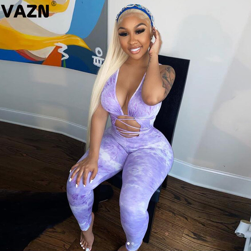 VAZN 2020 Top Quality Hollow Out Cross Bandage Top Sexy Young Fashion Tank Sleeve High Waist Elastic Women Pencil Jumpsuits, Purple
VAZN 2020 Top Quality Hollow Out Cross Bandage Top Sexy Young Fashion Tank Sleeve High Waist Elastic Women Pencil Jumpsuits, Purple