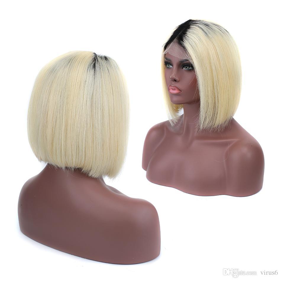 short pixie cut wigs brazilian human remy hair customized 150 density lace front wig 1b27 for black women side part