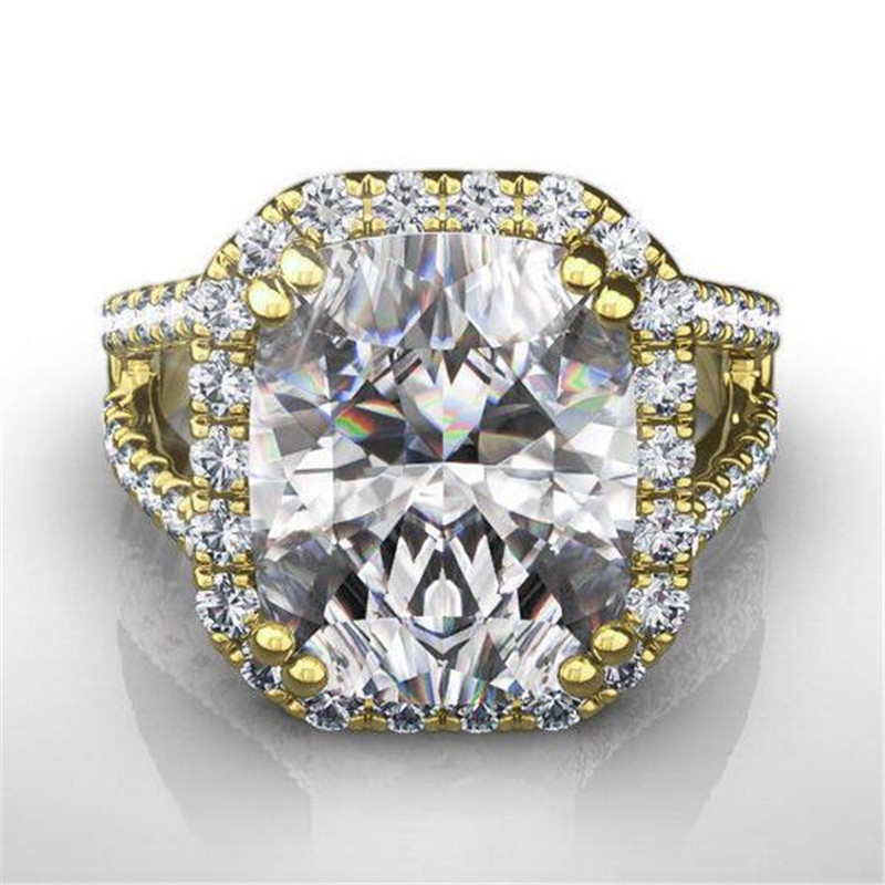 New Arrival Sparkling Luxury Jewelry Astor Cutting 925 Sterling Silver&Gold Fill White Topaz CZ Diamond Women Engagement Band Ring Gift