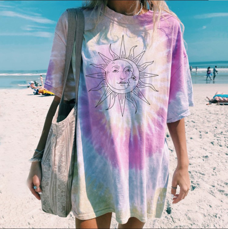 Summer Tie Dye Short Sleeve Women T-shirt Korean Loose Original Ins Half Sleeve Fashion Tee Gradient Colorful Personality Top, White
Summer Tie Dye Short Sleeve Women T-shirt Korean Loose Original Ins Half Sleeve Fashion Tee Gradient Colorful Personality Top, White