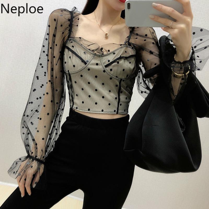 Neploe Polka Dot Mesh Stitch Women Blouse Flare Long Sleeve Square Collar Shirt 2020 Summer Slim Short Perspective Blusas 4B315, Pic
Neploe Polka Dot Mesh Stitch Women Blouse Flare Long Sleeve Square Collar Shirt 2020 Summer Slim Short Perspective Blusas 4B315, Pic