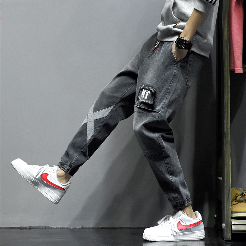 Jeans young male students casual pants trend small feet handsome Elastic band personality slim summer men Ninth pants, Dark grey
Jeans young male students casual pants trend small feet handsome Elastic band personality slim summer men Ninth pants, Dark grey