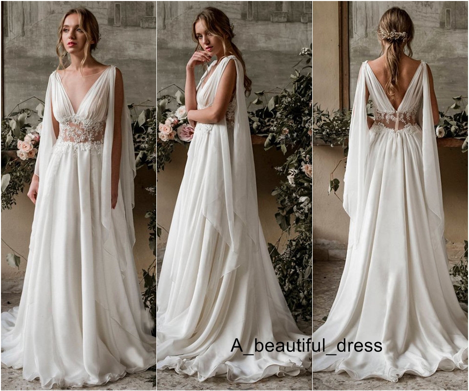Illusion Boho Wedding Dresses Bridal Gown V-neck Unique Design Sleeveless Bride Dress Chiffon Beach cheap free shipping, White
Illusion Boho Wedding Dresses Bridal Gown V-neck Unique Design Sleeveless Bride Dress Chiffon Beach cheap free shipping, White
