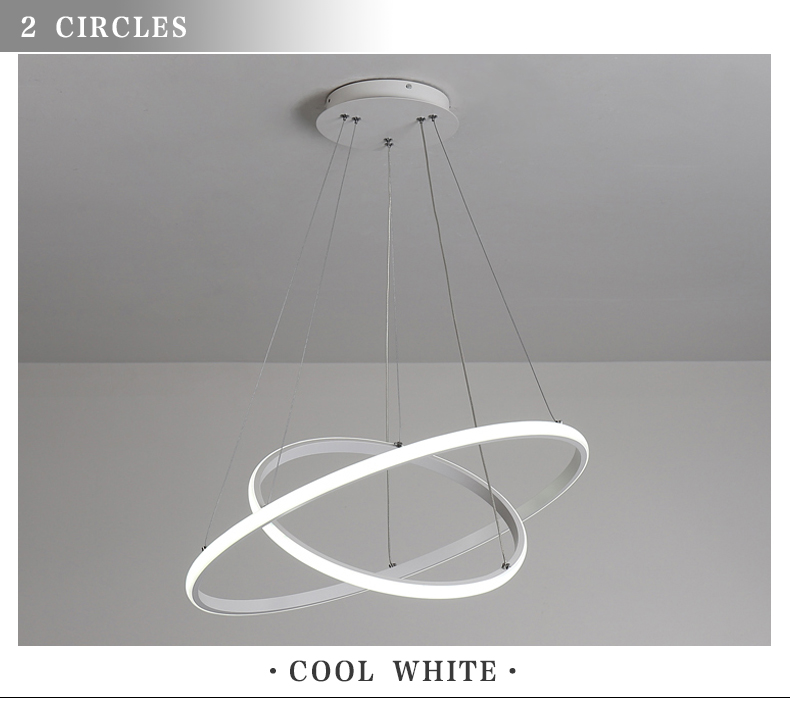 Modern Aluminum Ring Led Pendant Lights for Bdroom Living Room Dining Room Kitchen Minimalist White Black Coffee Golden Body