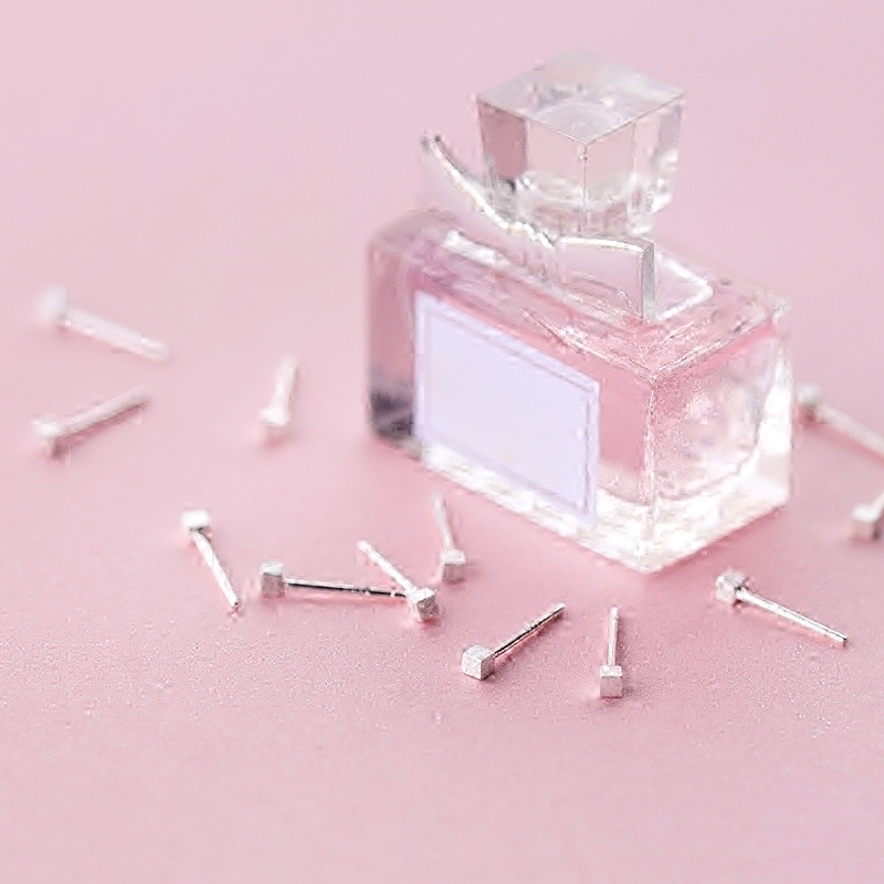 MloveAcc 925 Sterling Sliver Tiny Cube Stud Earrings Women Dainty Square Small Stud Earrings Cute Mini Minimalist Girls