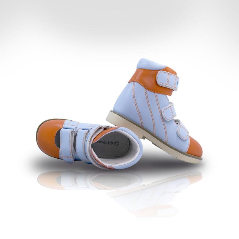 Children Leather Sandals Orthopedic Shoes for Boys Girls Closed Toe Arch Support Insole Blue Color Corrective Footwear for Kids