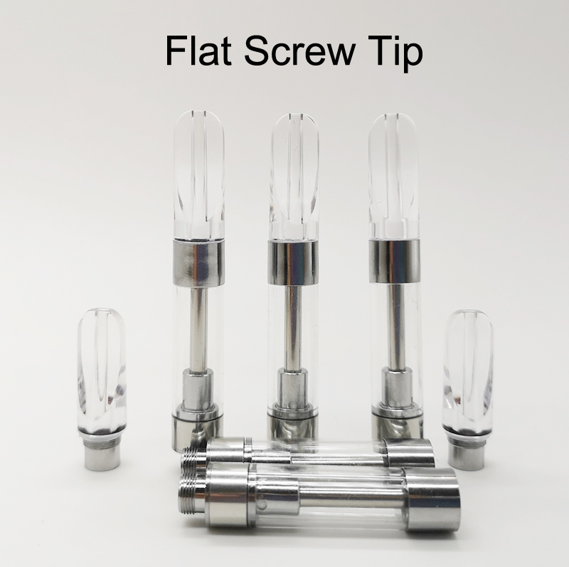 Dank Vapes Carts Empty Disposable Vape Pens Cartridges Flat Screw Tip 1ml E Cigarettes Vaporizer 510 Thread Thick Oil Cartridges Atomizers