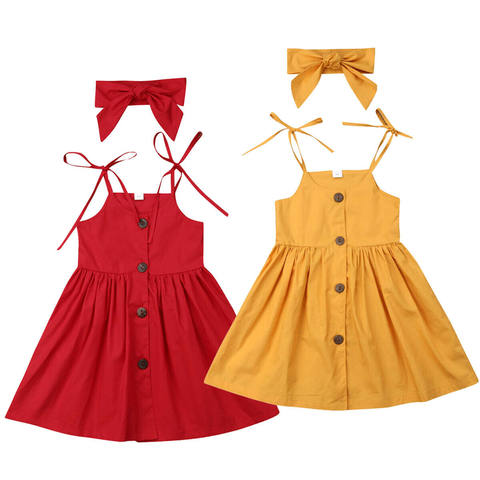 1-6Y Summer Kids Baby Girl Dress Sleeveless Solid Color Button A-line Strap Princess Girls Boho Dresses Headband 2PCS Sudnress, Red
1-6Y Summer Kids Baby Girl Dress Sleeveless Solid Color Button A-line Strap Princess Girls Boho Dresses Headband 2PCS Sudnress, Red