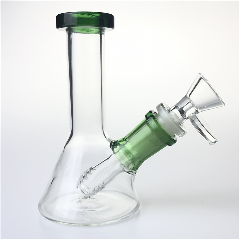 

5 Inch Glass Water Bongs with 14mm Hookah Bowl Downstem Thick Unique Mini Beaker Bong Recycler Oil Rigs Smoking Pipes