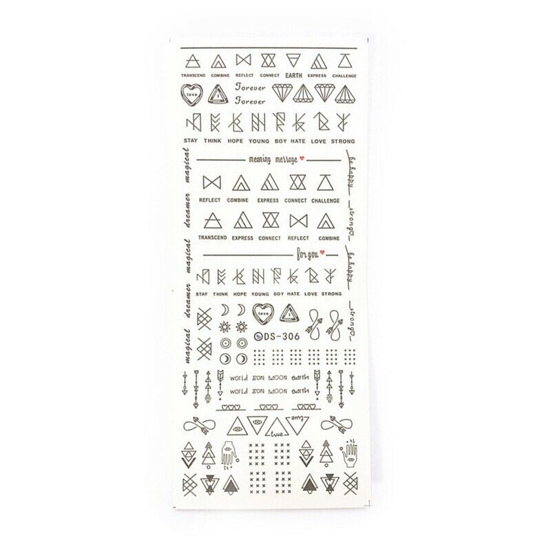 Manicure Water Applique Transfer Sticker Letter Theme Nail Decorating Technique DIY Beaut.A874