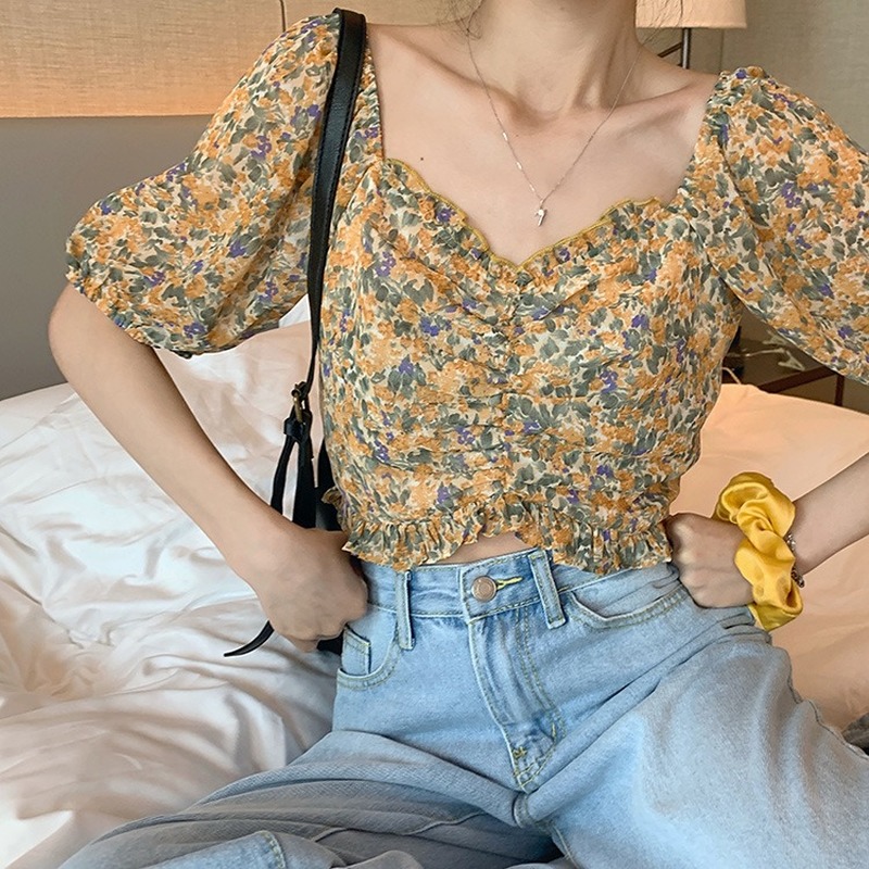 Chiffon Crop Top Women Shirts Summer 2020 New Floral Ruched Drawstring Blouse Female Sexy V-Neck Ruffles Hem Woman Clothing, Pink
Chiffon Crop Top Women Shirts Summer 2020 New Floral Ruched Drawstring Blouse Female Sexy V-Neck Ruffles Hem Woman Clothing, Pink