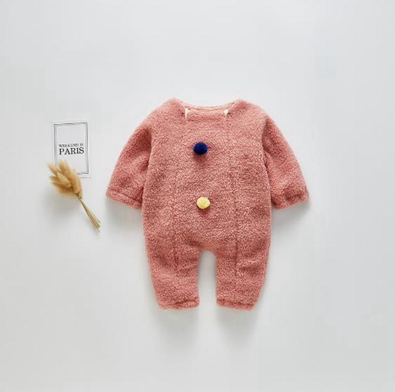 INS Baby Clothes Cashmere Infant Boy Rompers Warm Toddler Girl Jumpsuit Cute Newborn Overall Winter Baby Clothing 2 Colors DW4838