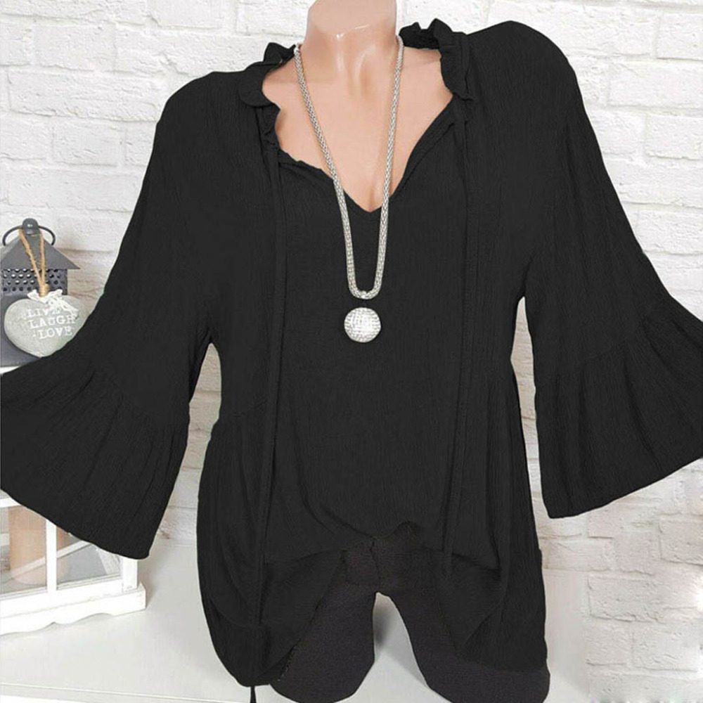 Camisas Mujer Ladies Shirts Solid V-Neck Plus Size 5XL Half Sleeve Broadcloth Casual Women Blouses Ruffle Flare Sleeve Tops L*5, Black
Camisas Mujer Ladies Shirts Solid V-Neck Plus Size 5XL Half Sleeve Broadcloth Casual Women Blouses Ruffle Flare Sleeve Tops L*5, Black