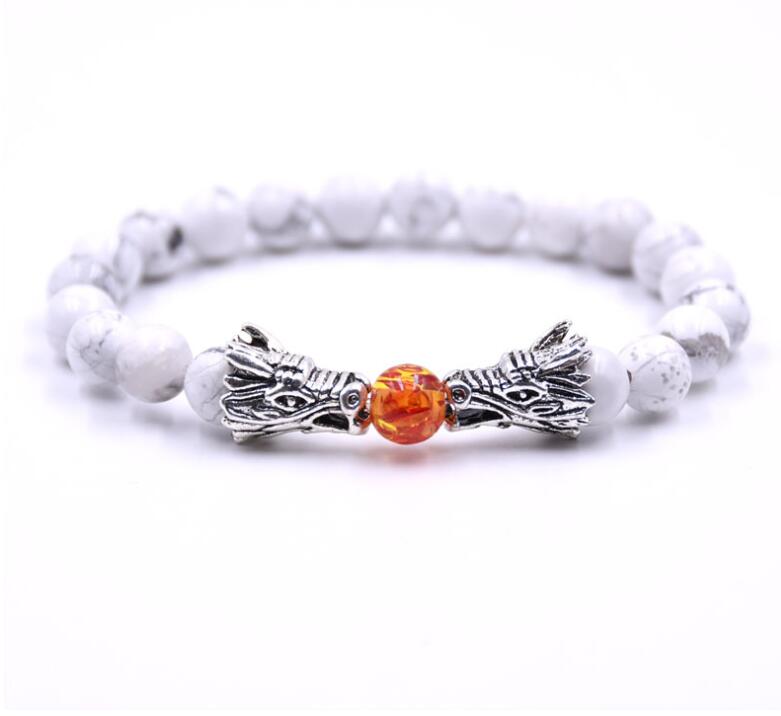 Lava Rock Double Dragon Play Pearl Single Energy Stone Bracelet Men and Women Heal Energy Aura Bracelet
