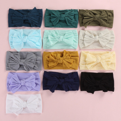 Xmas Bohemian cotton girl baby bow Headband Wave point Turban Twist Head Wrap Twisted Knot Soft Hair band Headbands Bandanas
