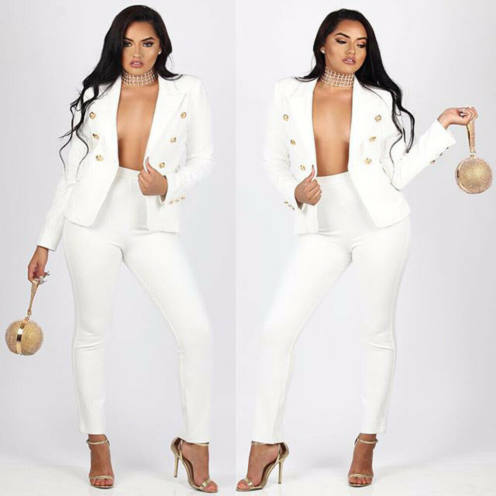 New Fashion Mother of the Bride Suits White Black Slim Fit Work Uniform Wear Ladies Formal Party Evening Wear For Wedding(Jacket+Pants)