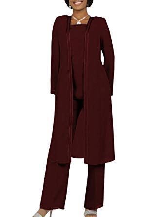 Long Sleeves Mother of The Bride Pant Suits Plus Size 3 Pieces Chiffon Custom Made Evening Dress For Mother Wedding Guest Gowns