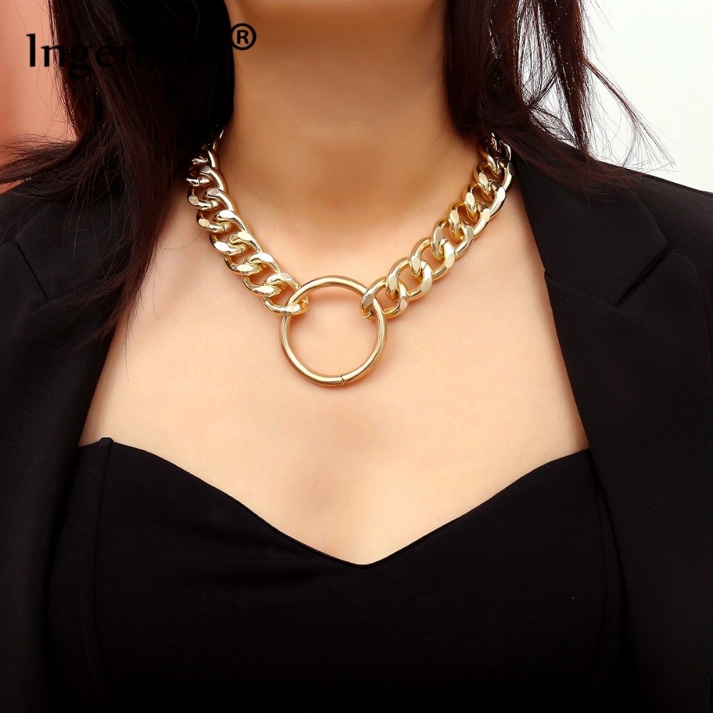 Vintage Thick Chain Necklace Exaggerated Gold Color Silver Color Circle Pendant Choker Necklace Statement Couple Jewelry
Vintage Thick Chain Necklace Exaggerated Gold Color Silver Color Circle Pendant Choker Necklace Statement Couple Jewelry