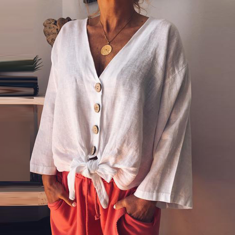 Women Cotton Linen Tops Blouse Summer Fashion Long Sleeve Shirt Casual Sexy V Neck Buttons Down Knot Tunic Plus Size, Blue
Women Cotton Linen Tops Blouse Summer Fashion Long Sleeve Shirt Casual Sexy V Neck Buttons Down Knot Tunic Plus Size, Blue