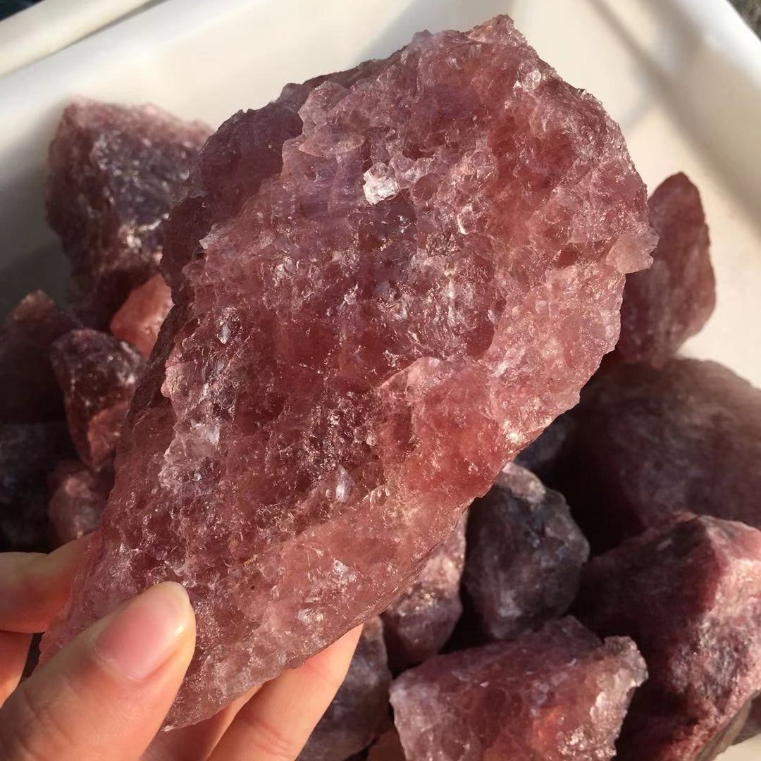Natural Gemstone Strawberry quartz crystal Raw Strawberry Mineral Specimen whole