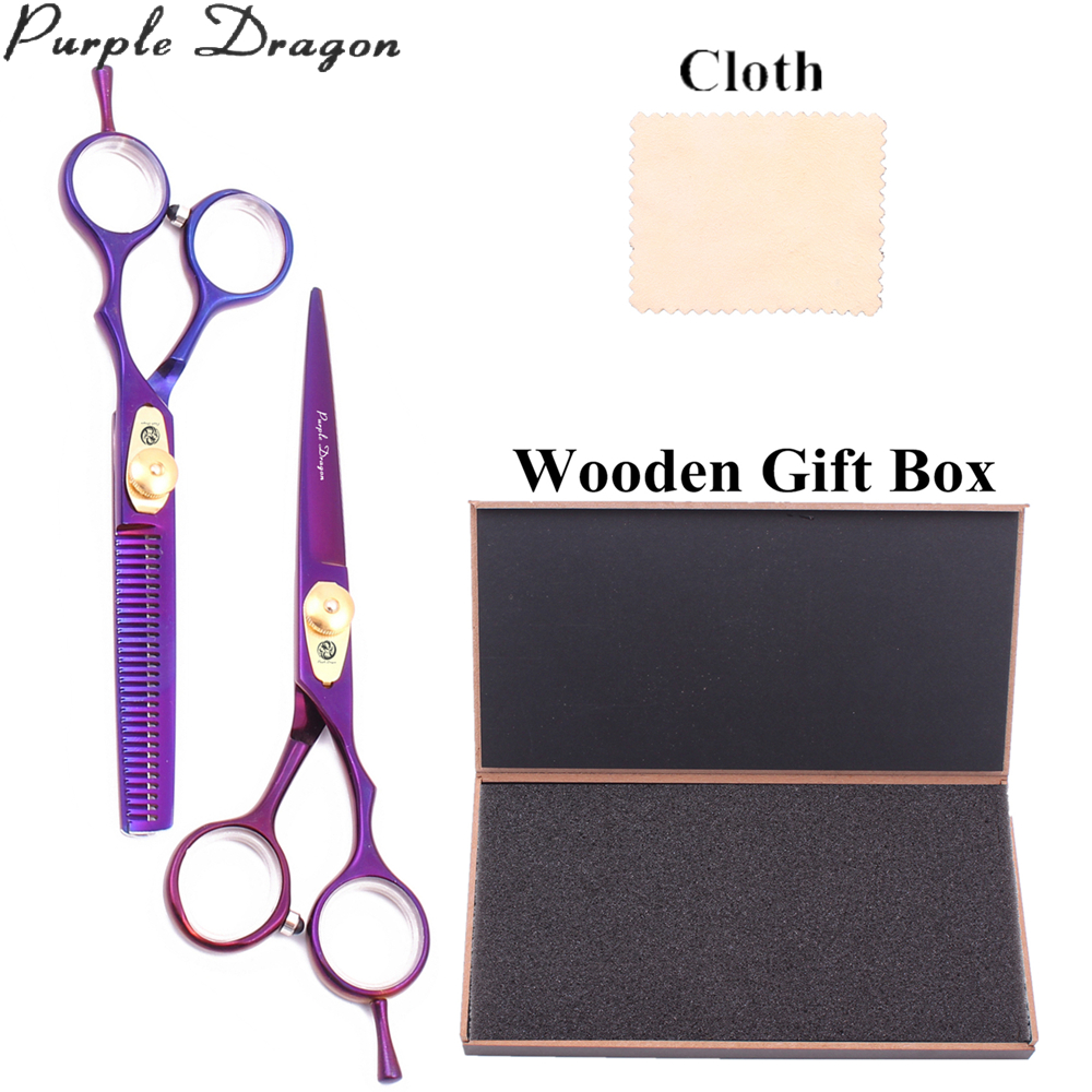Haircut Scissors Z1020 6.0" Violet JP Stainless Purple Dragon Haircut Shears Cutting Scissors Thinning Shears Hair Scissors Set Wooden Case
Haircut Scissors Z1020 6.0" Violet JP Stainless Purple Dragon Haircut Shears Cutting Scissors Thinning Shears Hair Scissors Set Wooden Case