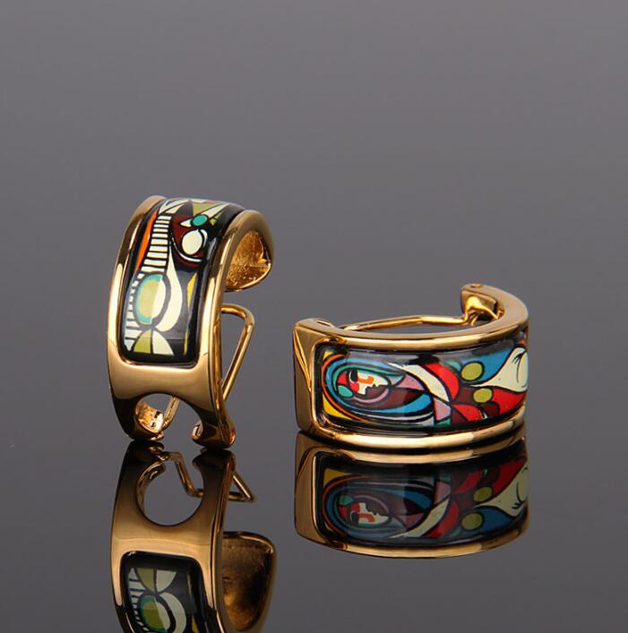Woman Before a Mirror Series Hoop earring 18K gold-plated enamel earrings for women lady Mother's Day gift designer earrings