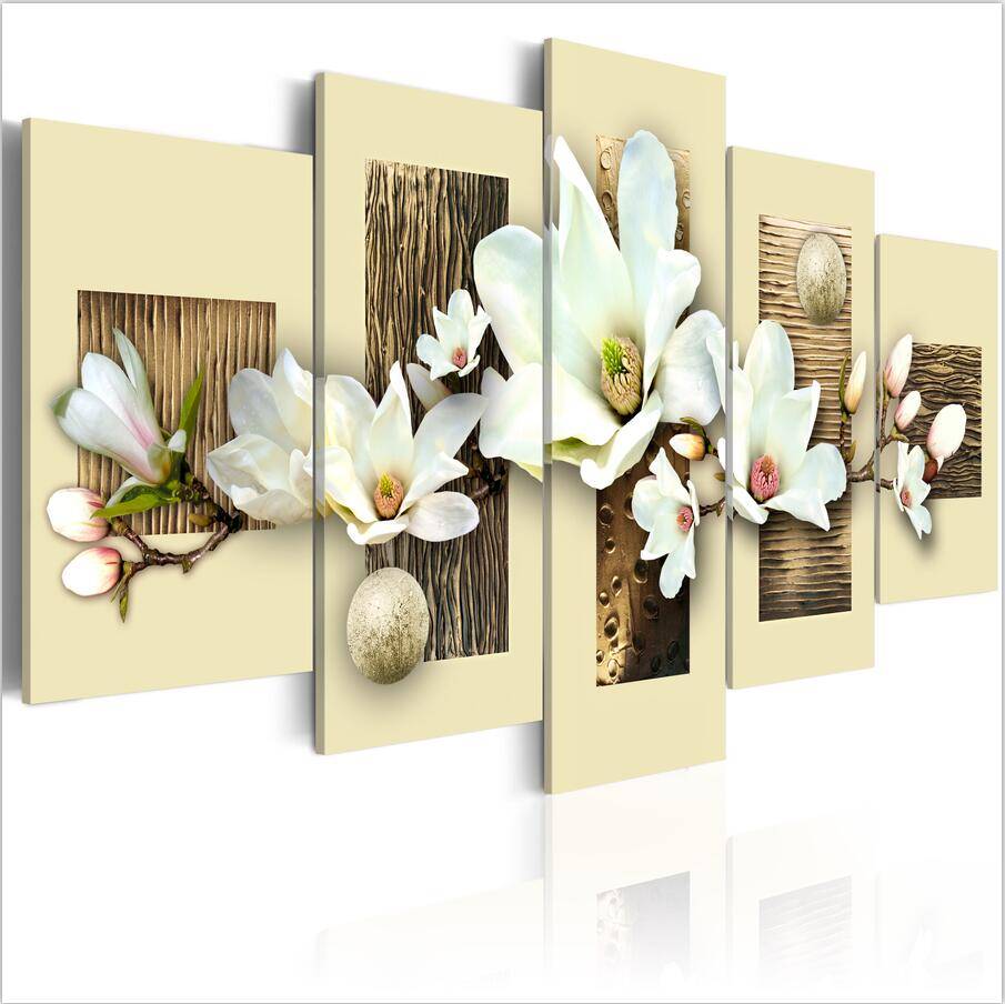 Unframed 5 Piece Picture Flowers Canvas Art Print Oil Painting Wall Pictures for Living Room Paintings Cuadros Decorativos