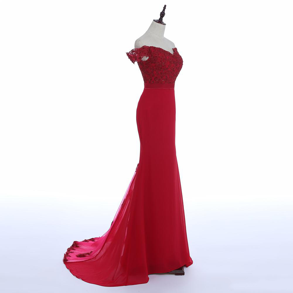 Red Appliques Mermaid Evening Dresses Sleeveless Floor Length Prom Gowns Formal Party Dress Special Occasion robes de soirée