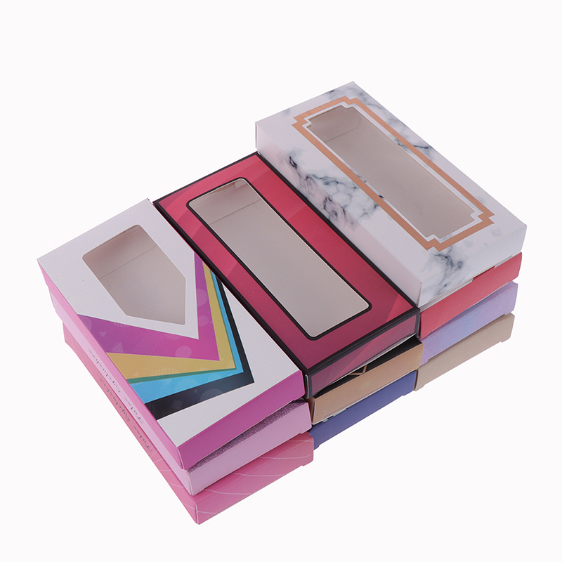 10pcs Empty Eyelashes Packaging Soft Paper Lash Box Holographic Design For False Eyelashes