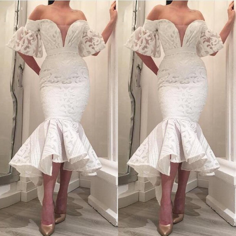 Modern Off The Shoulder White Mermaid Short Prom Dresses Lace Tulle High Low Evening Party Gowns Short Sleeveless Abendkleider, Lavender
Modern Off The Shoulder White Mermaid Short Prom Dresses Lace Tulle High Low Evening Party Gowns Short Sleeveless Abendkleider, Lavender