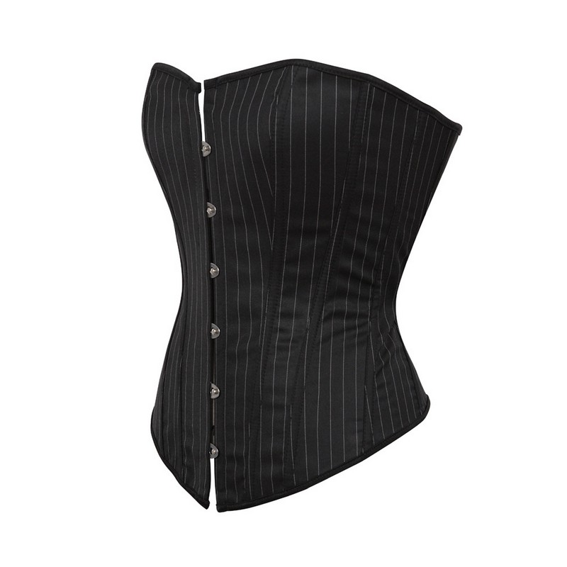 Black Striped Suit Style Shapewear Women Overbust Zipper Bustier Strapless Corselet Slim Body Shaper Plus Size S-6XL Corset Tops