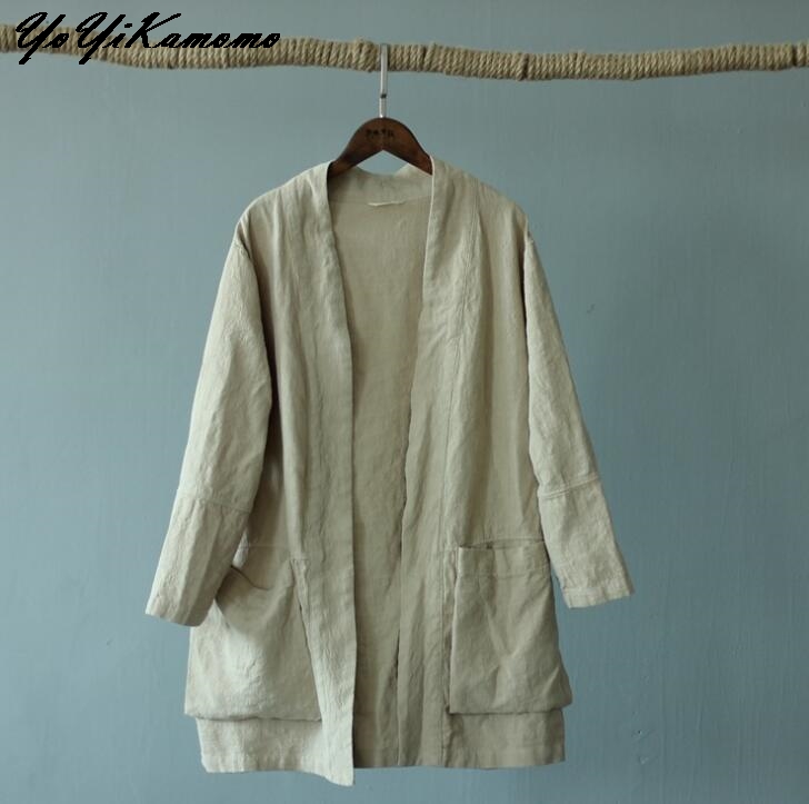Women Vintage Trench Autumn 2018 New Cotton Linen Soft Pocket Long Solid Color Cardigan Loose Casual Ladies Tops, Beige
Women Vintage Trench Autumn 2018 New Cotton Linen Soft Pocket Long Solid Color Cardigan Loose Casual Ladies Tops, Beige