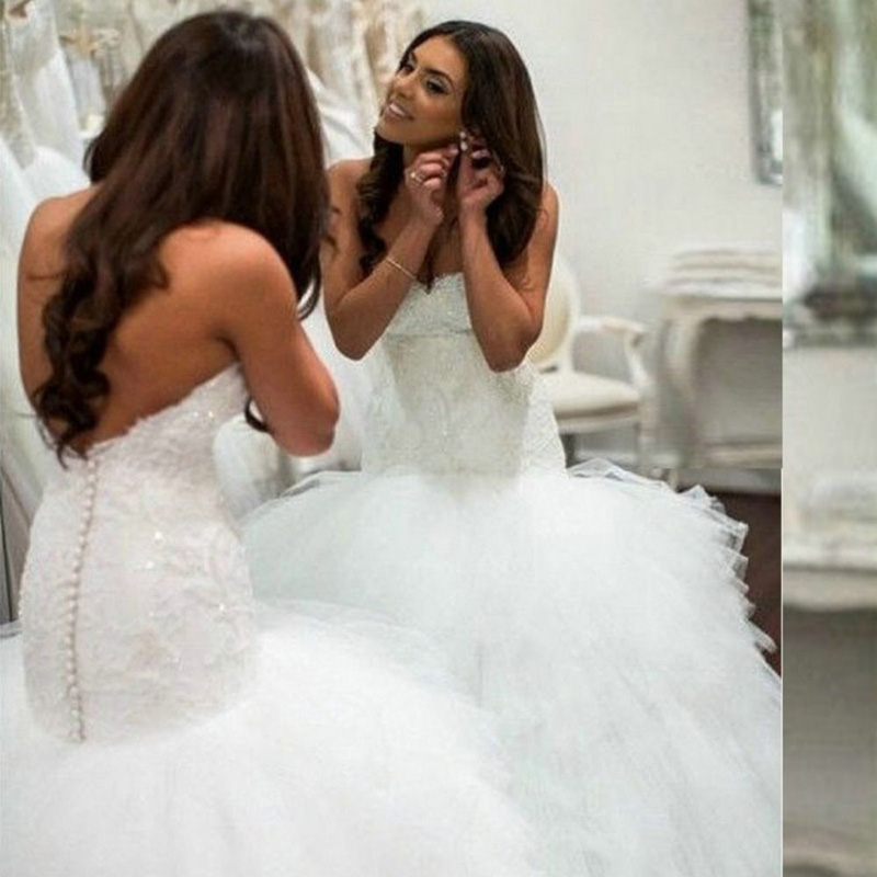 Mermaid Sweetheart Beaded Lace Sexy Luxury Vintage Wedding Dresses tiered 2020 Fashion Wedding Gown bridal dress Custom Made
