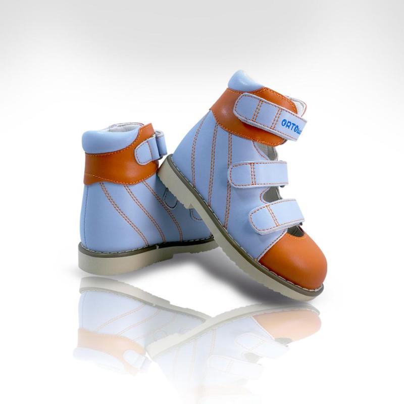 Children Leather Sandals Orthopedic Shoes for Boys Girls Closed Toe Arch Support Insole Blue Color Corrective Footwear for Kids