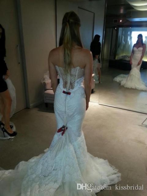 Winter Newest Fall White Lace Mermaid Wedding Dresses With Sweetheart Slim Corset Bodice Tulle Appliques Bridal Gowns Vestios De Novia