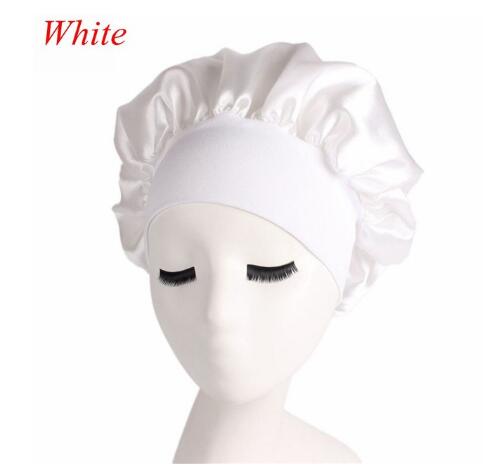 Women Wide Band Satin silk Bonnet Cap Comfortable Night Sleep Cap Ladies Soft Silk Long Hair Care Bonnet Headwrap GB1323