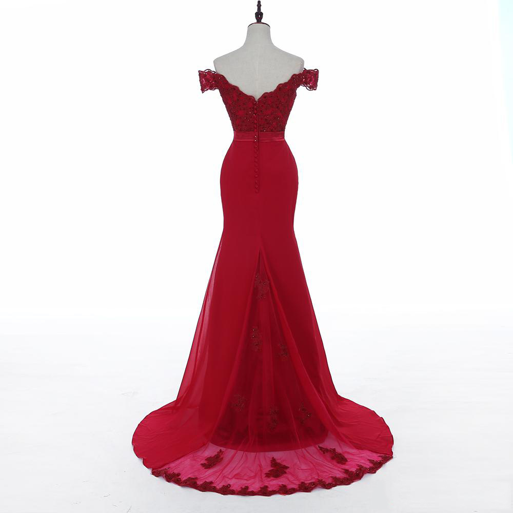 Red Appliques Mermaid Evening Dresses Sleeveless Floor Length Prom Gowns Formal Party Dress Special Occasion robes de soirée