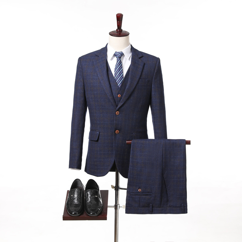 Men Check Suit Business Work Office Daily Life Uniform Party Prom Banquet Wedding 3 Pieces Plaid Suits Single Breasted 2 Buttons, Navy
Men Check Suit Business Work Office Daily Life Uniform Party Prom Banquet Wedding 3 Pieces Plaid Suits Single Breasted 2 Buttons, Navy