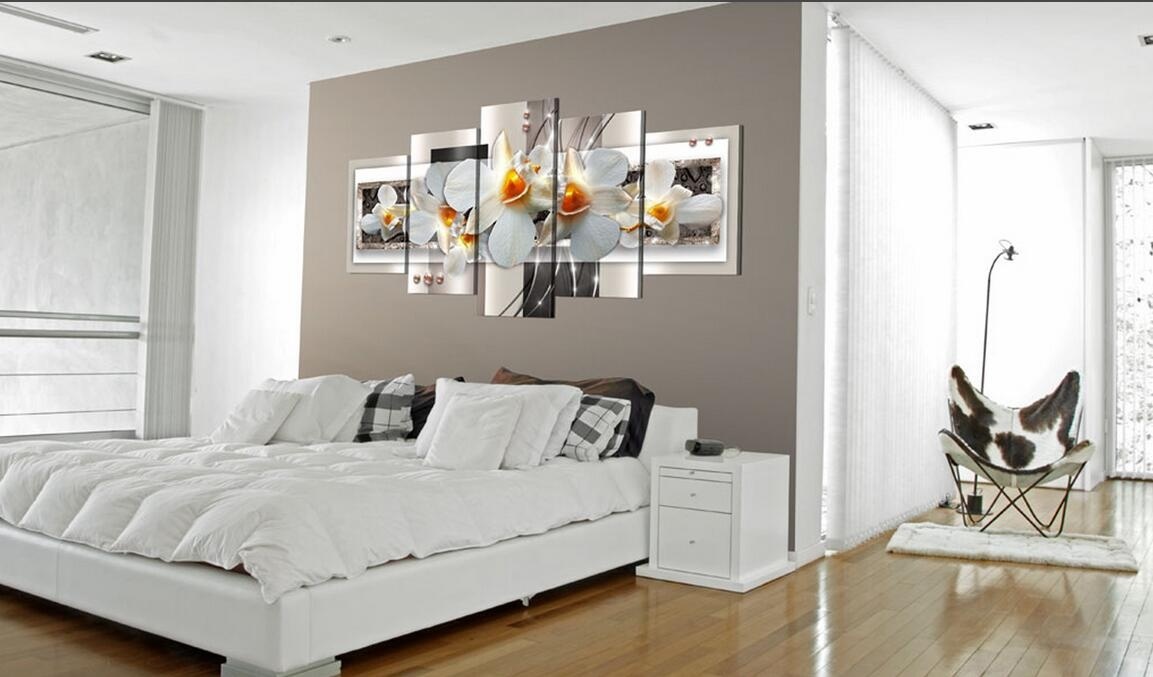 5PCS/Set Abstract Orange Flower Core Art Print Frameless Canvas Painting Wall Picture Home Decoration No Frame
