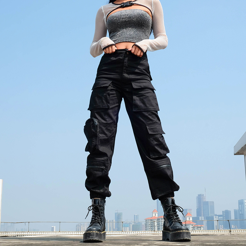 PADEGAO Cargo Pants Women Fashion 2020 Pockets Patchwork Hippie Trousers Fake Zipper Woven High Waist Streetwear Pants PDG334, Black
PADEGAO Cargo Pants Women Fashion 2020 Pockets Patchwork Hippie Trousers Fake Zipper Woven High Waist Streetwear Pants PDG334, Black