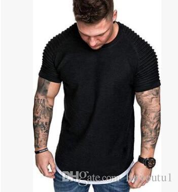T Shirts Men's Summer Pleats Slim Fit Raglan Short Sleeve Pattern Top Blouse Casual Men Fashion High Quality stranger things