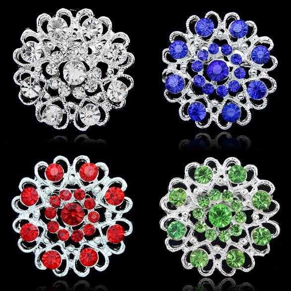 New fashion Crystal Rose Brooch Heart Flowers brooches pins Boutonniere Stick Corsage jewelry for Men Women Jewelry