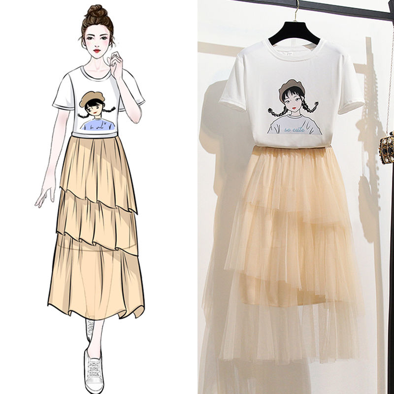 2020 New Summer Women Character Printed T Shirt Tops + Mesh Reched Midi Skirt 2 Piece Set Female Two Piece Suit Outfits Z202, Blackt xing se skirt
2020 New Summer Women Character Printed T Shirt Tops + Mesh Reched Midi Skirt 2 Piece Set Female Two Piece Suit Outfits Z202, Blackt xing se skirt
